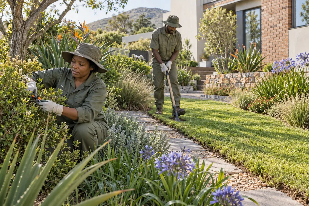 Two South African garden professionals caring for an indigenous garden
