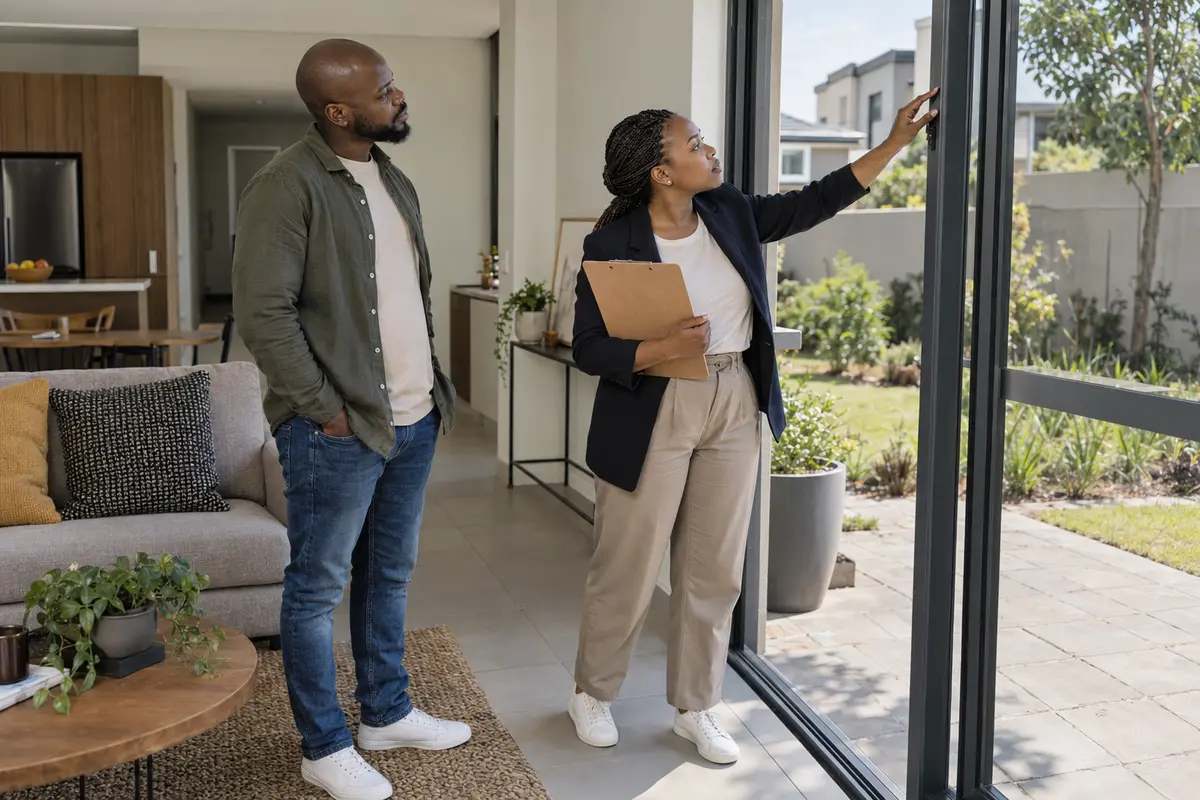 South African property manager inspecting a modern home